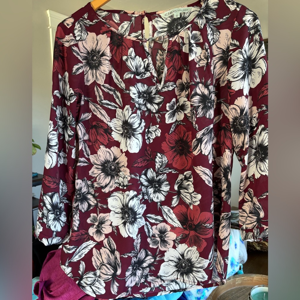 Cleo Floral Burgundy Blouse